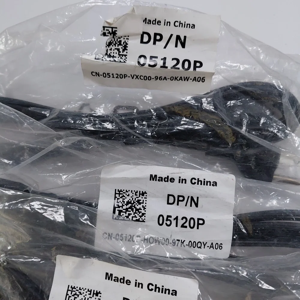 Lot of 5 Dell DP/N 05120P 3-Prong 18 AWG C13 6ft AC Power Cord Cable - Black NEW